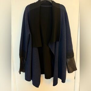Vince mixed media needle punch drape cardigan
